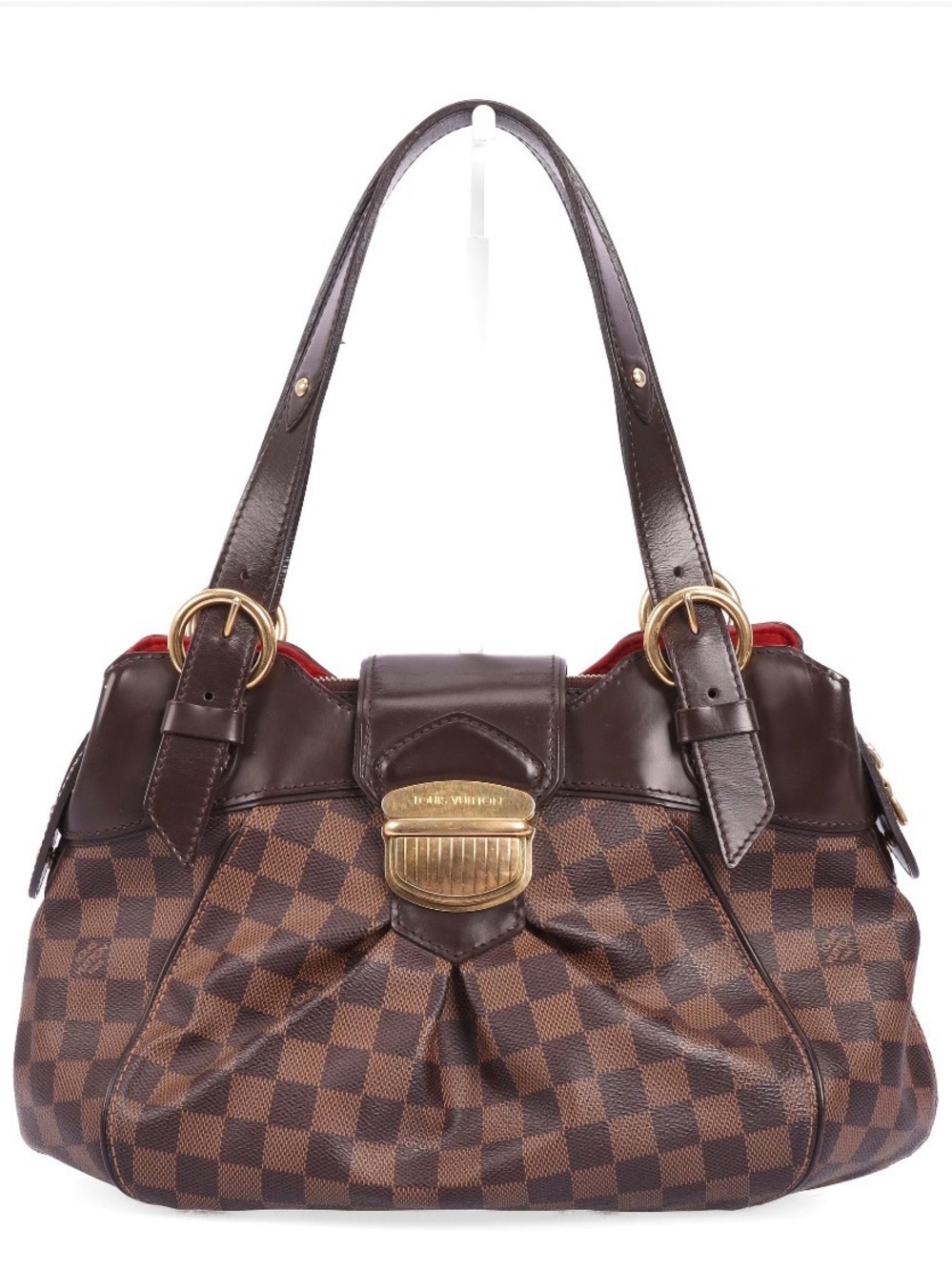 Louis Vuitton Brown Damier Ebene Shoulder Bag with Gold Hardware